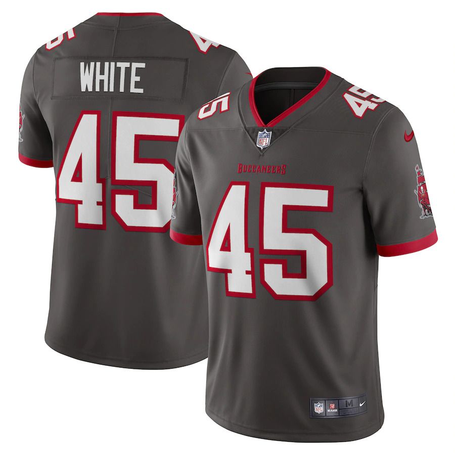 Men Tampa Bay Buccaneers 45 Devin White Nike Pewter Vapor Limited NFL Jersey